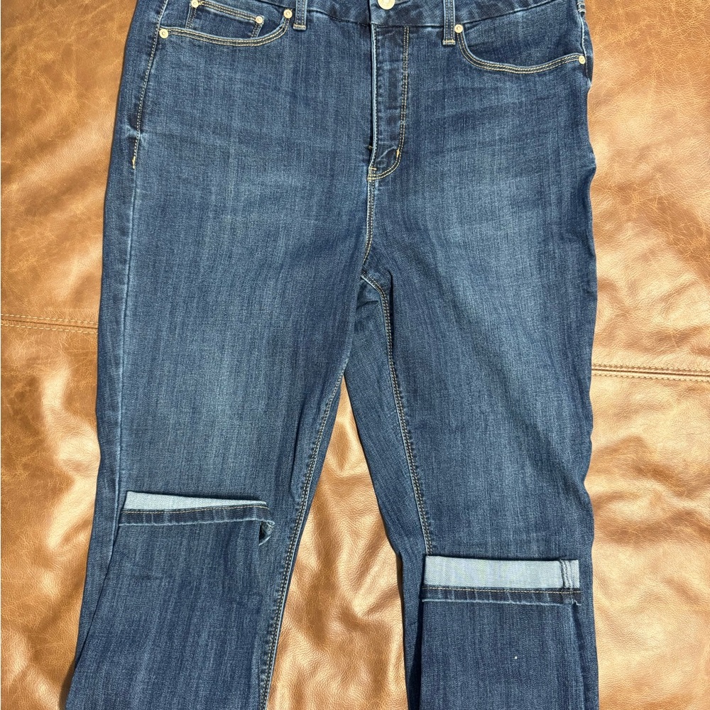 Seven7 Dark Blue Cropped Jeans
